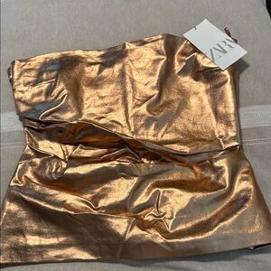 Zara Shimmering Copper Tube Top